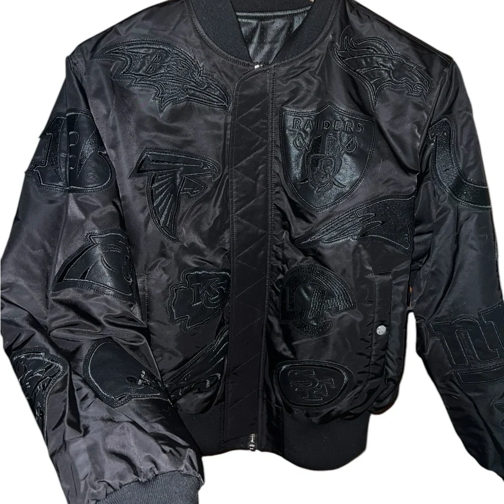 New Jeff Hamilton black NFL Reverse bomber Jacket + garment bag mens XL EAGLES - Picture 5 of 15